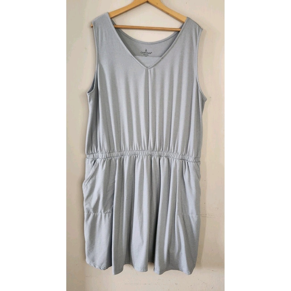 Cuddl Duds Womens 2X Gray Sleeveless Flexwear Romper Tank Dress Shorts Pockets